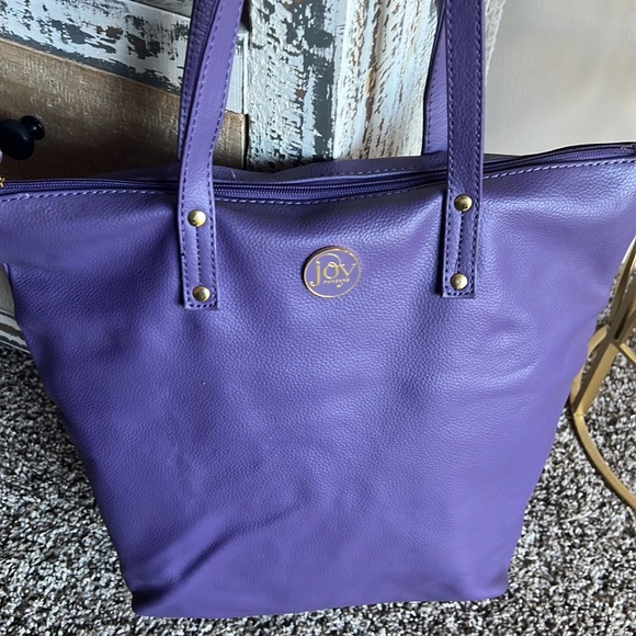 Joy Mangano Bags Joy Mangano Leather Tote Purple Color Bag Poshmark